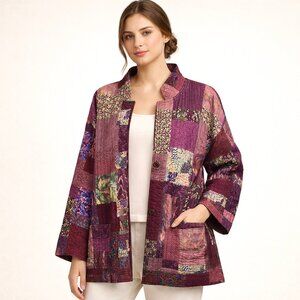 Handmade Quilted Patchwork Jacket Boho Cottagecore Oversized XL Art to Wear Coat